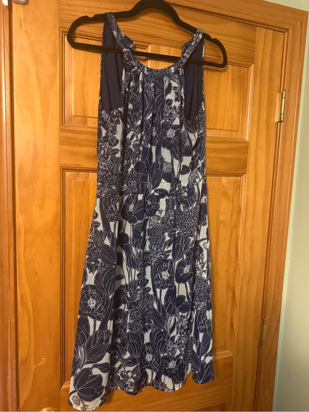 Sleeveless Navy and White Floral Midi Dress by Tommy Hilfiger